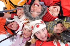 Children in Sainte Foy learning to ski