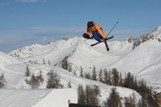 Skiier in the park at Serre Chevalier