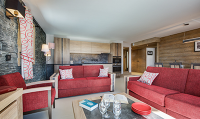 White Pearl Lodge CGH La Plagne kitchen living area